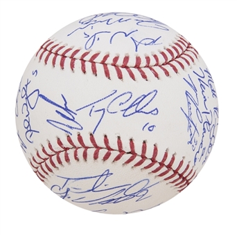 2015 New York Mets Team Signed OML Manfred World Series Baseball With 26 Signatures Including Wright, dArnaud and Conforto (PSA/DNA)	